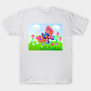 Cartoon butterfly in the meadow T-Shirt